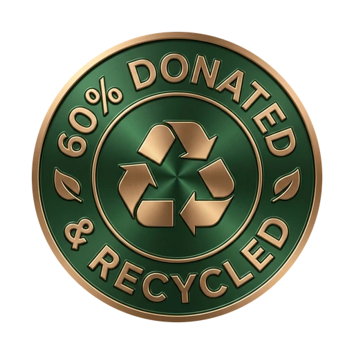 60% donated and recycled eco certification badge